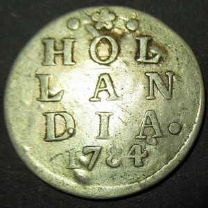 Over date Issue 1784/80 Dutch Colonial New York Silver Lion Dime Hollandia Mint - Picture 1 of 5