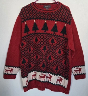 Suéter de Navidad Vintage Lane Bryant Design & Co Talla 18/20 Mezcla de Lana de Reno Foto 1 de 4