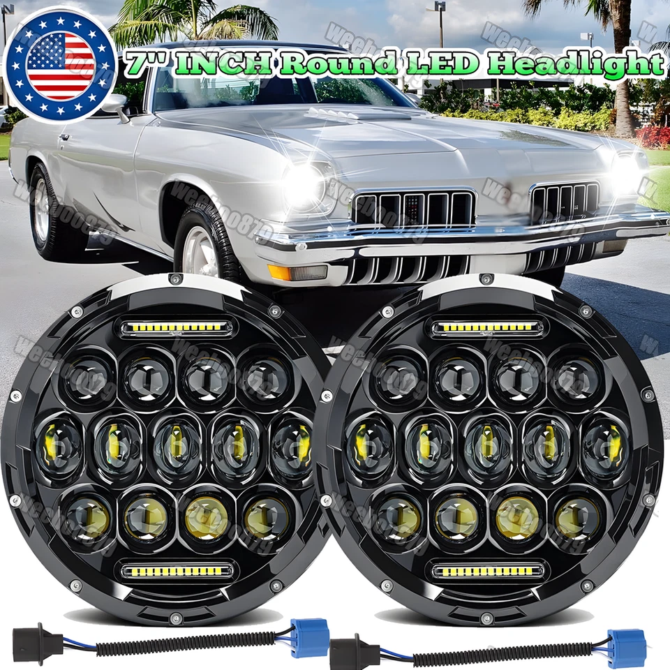Faros redondos de haz alto/bajo de 7 pulgadas para Oldsmobile Cutlass Supreme 1973-1975 NUEVO Foto 1 de 4