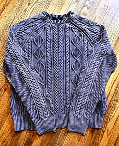 RRP $295 NWOT Rag & Bone New York Cable Knit Sweater, Cranberry, Men's L - Picture 1 of 7