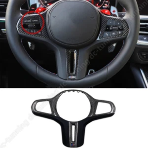 For BMW 3 4 Series Z4 M3 M4 G20 G22 G82 Carbon Fiber Steering Wheel Trim Cover - Picture 1 of 11