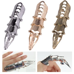 Männer Gothic Punk Joint Armor Knuckle Hinged lange Full Finger Ringe Geschenk - Picture 1 of 6