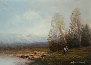 Karl SCHMIDBAUER (1921-1998) Spaziergänger am See im Vorgebirge. - Bild 1 von 10