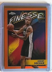 2023-24 Topps Chrome Jeremy Sochan Finesse Orange Insert #ed /25 eBay 1/1 Mint - Picture 1 of 2