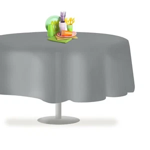 Silver 12 Pack Premium Disposable Plastic Tablecloth 84" Inch Round Table Cov... - Picture 1 of 3