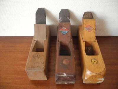 lot rabots anciens Goldenberg objet métier old french wood planes Werkzeug indus - Photo 1/4