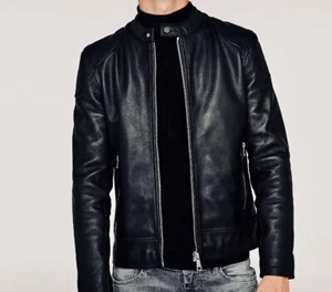 ZARA Herren BIKER-JACKE aus hochwertigem LEDER 100% Schafsleder, gefüttert, Neu! - Bild 1 von 7