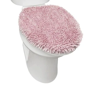 Luxury Plush Chenille Shag Soft Toilet Lid Cover Machine Washable, 18.5x19.6Inch - Picture 1 of 7