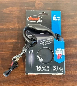 Flexi Fun guinzaglio cane retrattile piccolo nero 16 piedi cani di piccola taglia fino a 26 libbre - Foto 1 di 5
