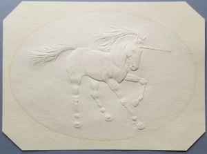 Unicorn Print                   Embossed From Back                 10" x 13 1/2" - Picture 1 of 3