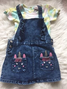 2-teiliges Set Sommer/Frühling Outfit mit Einhorn Taschen Größe 3T Little Lass - Bild 1 von 9