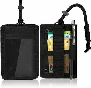 US Tactical ID Card Holder Hook & Loop Patch Badge Holder Neck Lanyard Key Ring - Picture 1 of 7
