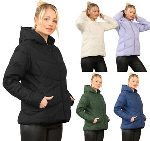 Women’s Jackets Quilted Padded Hooded Warm Lined Puffer New Casual Ladies Coat - Picture 1 of 18