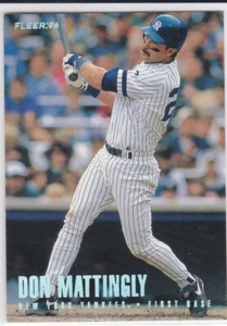 Tarjeta de béisbol Don Mattingly 1996 Fleer RARA VARIACIÓN TIFFANY $$ NUEVA YORK YANKEE - Imagen 1 de 2