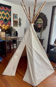 Little Turtle's Handmade 7 foot tipi/teepee, w/ door flap & carrying bag - Picture 1 of 2