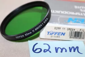 NEW Vtg TIFFEN 62mm GREEN #1 (11) FILTER, Japan 62mm Green 11 #1 Filter - Mint - Picture 1 of 11