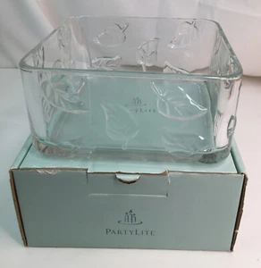 Partylite ARBOR BREEZE quadratisch 7 Zoll klares Glas geprägtes Blatt schwimmende Schüssel - Bild 1 von 9