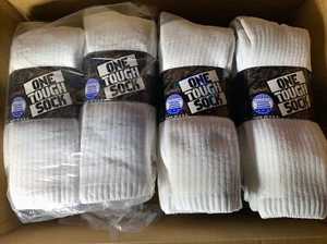 One Tough Sock Unisex Crew White/Grey 24 PAIRS NEW MADE IN USA Fits 8-13. - Picture 1 of 3