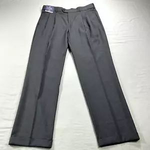 NEW Stafford Dress Pants Mens 38x34 Grey Travel Classic Fit Pleated Sharkskin - Picture 1 of 14