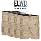 Mens Elwood Work Utility Shorts 4 Pack Canvas Cargo Phone Pocket Tough EWD201