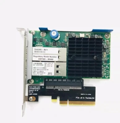 HP 544FLR 764285-B21 10GB 40GB 2-PORT QSFP ADPTR w PCI-E 8x Full Height - Image 1 of 3