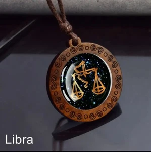 Necklace Pendant - Zodiac Sign - LIBRA Glass Inlay - Picture 1 of 2