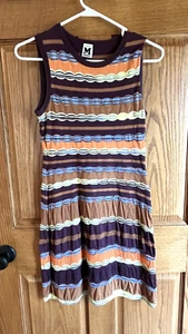 Vestido Missoni Marrón Diseño Multicolor Talla Pequeña Sin Mangas Corto Hecho en Italia - Imagen 1 de 6