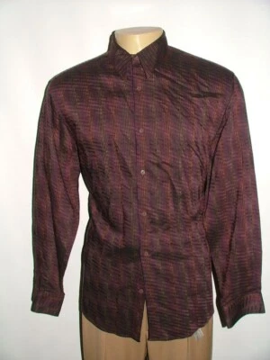 MENS JHANE BARNES CASUAL SHIRT SIZE L ACETATE VISCOSA BROWN STRIPED #320 - Image 1 of 4