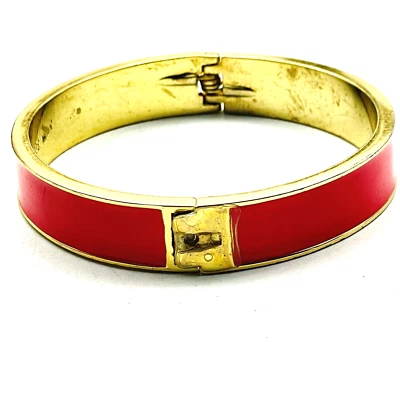 Pulsera TALBOTS Coral Rosa Esmalte Abrazadera Tono Dorado Clásico Carrera Juegos con disfraces LARP Foto 1 de 4