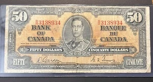 CANADA 1937 Banknote P-63b B/H Prefix GORDON-TOWERS King George V. - GOOD CIR - Picture 1 of 4