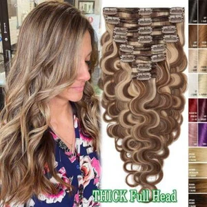 Extensión de cabello humano ruso súper grueso 170G cabeza completa - Imagen 1 de 47