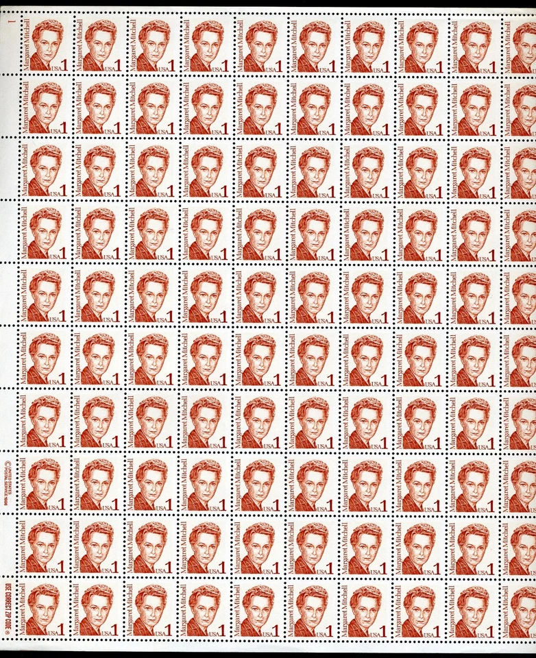 UNITED STATES SCOTT #2168 MARGARET MITCHELL SHEET OF 100 MINT NEVER HINGED - Image 1 of 1