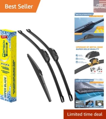 High-Quality 3 Piece Wiper Blade Set for Pontiac Vibe / Toyota Matrix - J Hook - Image 1 of 4