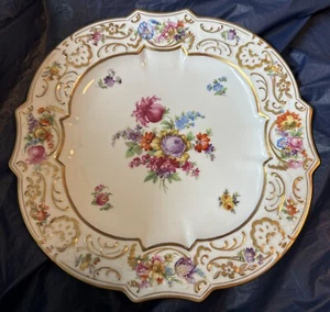 Schumann Bavaria Dresden Flowers 10.5" Scalloped Dinner Plate (N) - Picture 1 of 4