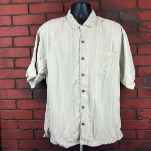 Tommy Bahama Mens Cream Casual Button Down 100% Silk XL Tropical Salt Life - Picture 1 of 6