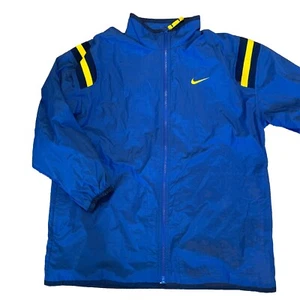Vintage Nike Nylon Track Jacket Boys Large 14-16 Blue Full Zip Fleece Lining - Picture 1 of 11