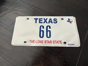 66 Texas Vanity License Plate 66 Number 'The Lone Star State" - Picture 1 of 8