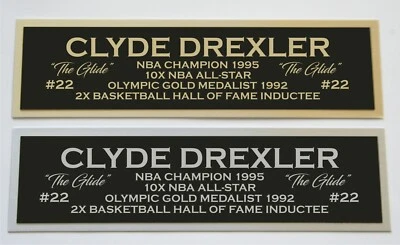 Placa de identificación Clyde Drexler para camiseta o estuche con foto de baloncesto firmado  Foto 1 de 2