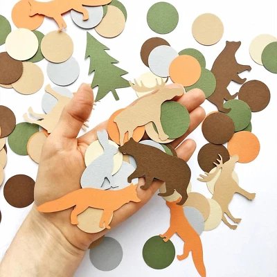 100 PIEZAS Confeti Bosque, Decoración Fiesta Animales Bosque, Baby Shower Bosque, Niño Foto 1 de 4