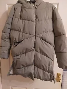 Girls olive green padded winter coat fleece lining 14-15y with hood - Picture 1 of 12