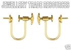 18ct YELLOW GOLD EARRING WIRES SCREW CLIP ON 4MM CUP