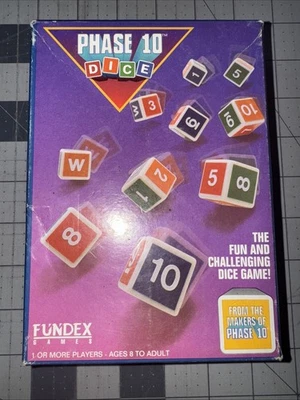 Vintage Phase 10 Dice Game Fundex (1993) Complete w/Box Score Pad Instructions - Image 1 of 3