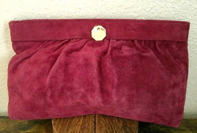Bolsa clutch vintage de camurça Clemente Burgandy - Imagem 1 de 4