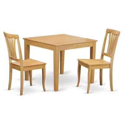 East West Furniture Oxford 3-piece Traditional Wood Kitchen Table Set in Oak - Image 1 of 4