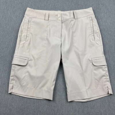 Pantalones Cortos de Golf Nike Para Mujer 10 Beige Dri Fit Tour Performance 12" Elastizados Carga Foto 1 de 4
