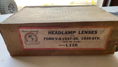 Vintage NOS Ford V-8 1937-38, 1939 STD Headlamp Lenses - Image 1 of 3