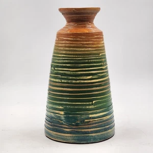 Colorful Coiled Rattan Vase Decorative Basket Boho Woven Art Dried Plant Holder - Picture 1 of 10