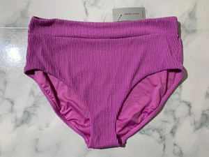 Women's Purple Crinkle Midi Bikini Swim Bottoms - Picture 1 of 3
