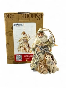 2016 JIM SHORE White Woodland Santa Christmas Hanging Ornament In Box - Picture 1 of 6