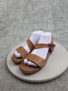 Cobb Hill Sandals Womens Size 7 Brown Leather Strappy Open Toe Buckle - Picture 1 of 12